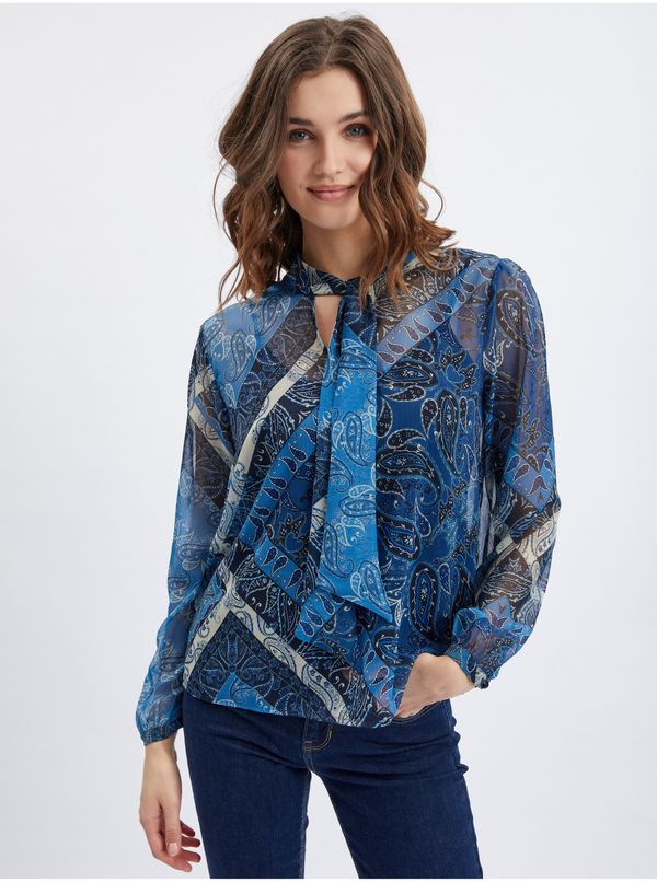 Orsay Orsay Dark Blue Ladies Patterned Blouse - Women