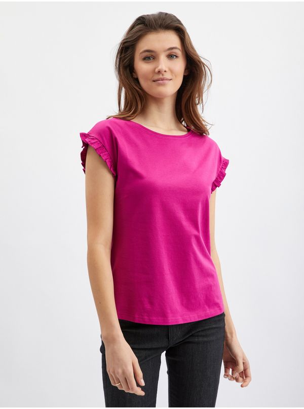 Orsay Orsay Dark pink Ladies T-Shirt with Frill - Women