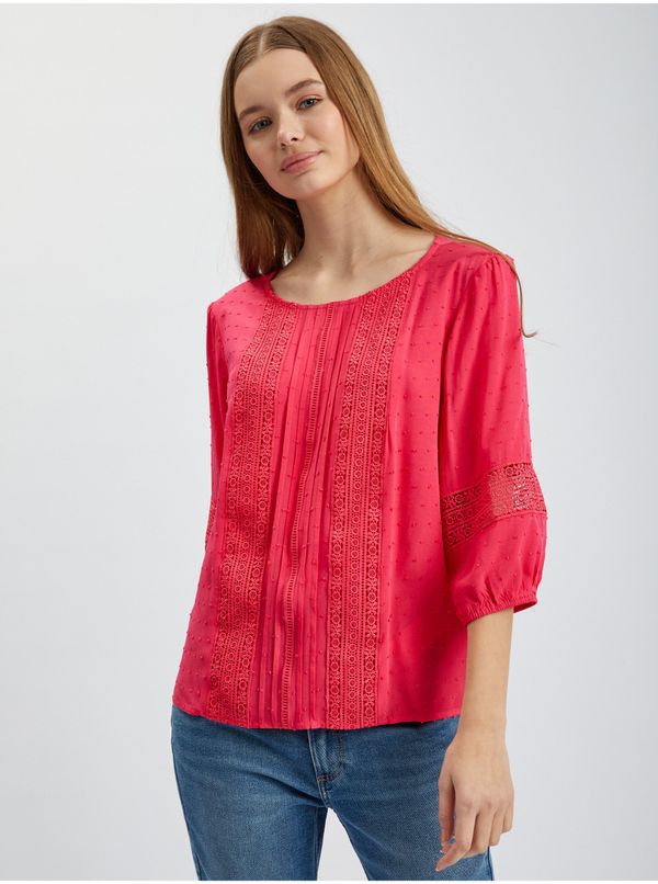 Orsay Orsay Dark pink Women's Blouse with Lace - Women