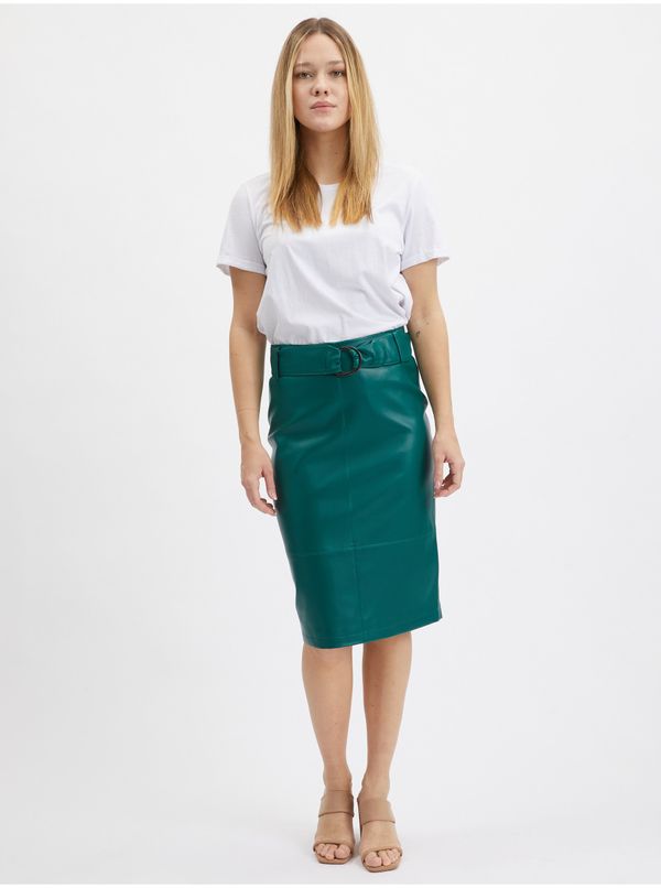 Orsay Orsay Green Women's Pencil Leatherette Skirt - Women