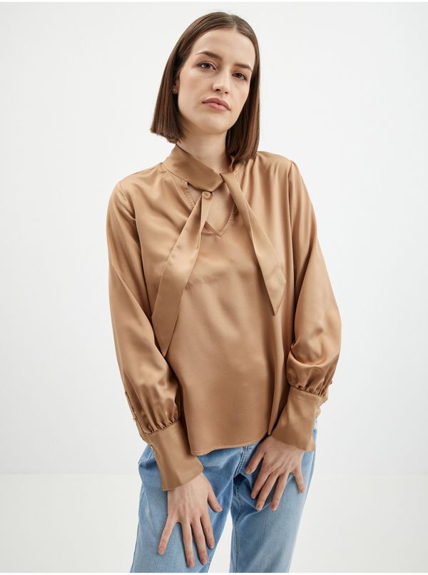 Orsay Orsay Light Brown Ladies Satin Blouse - Women