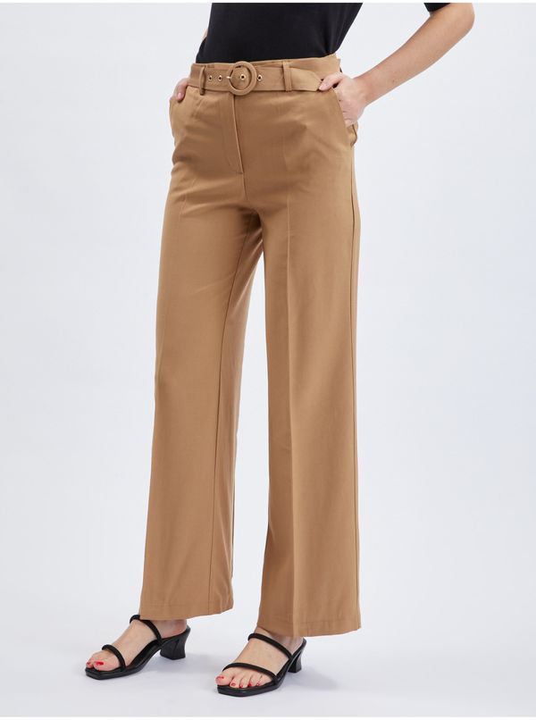 Orsay Orsay Light brown ladies trousers with belt - Women
