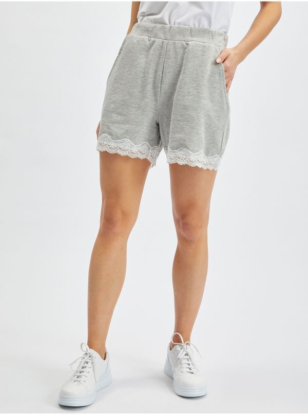 Orsay Orsay Light gray Womens Tracksuit Shorts with Lace - Women