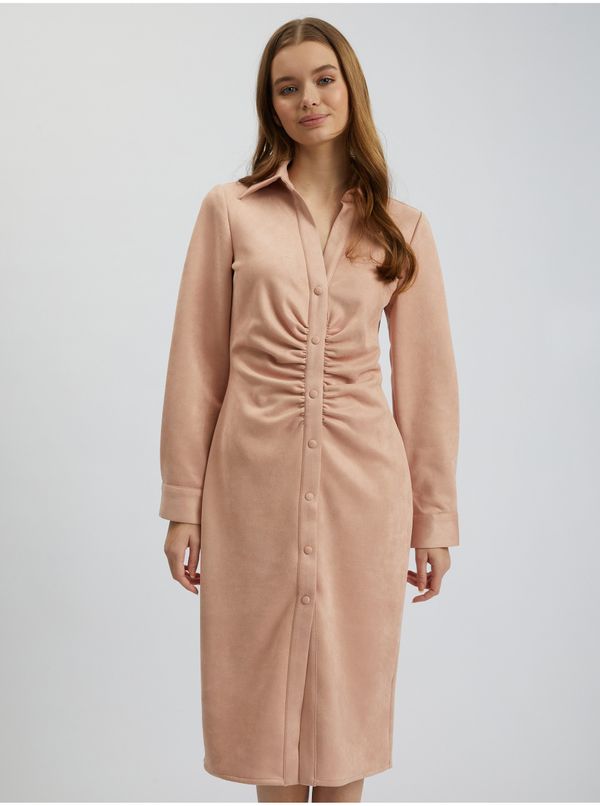 Orsay Orsay Light pink women's sheath dress in suede finish - Women