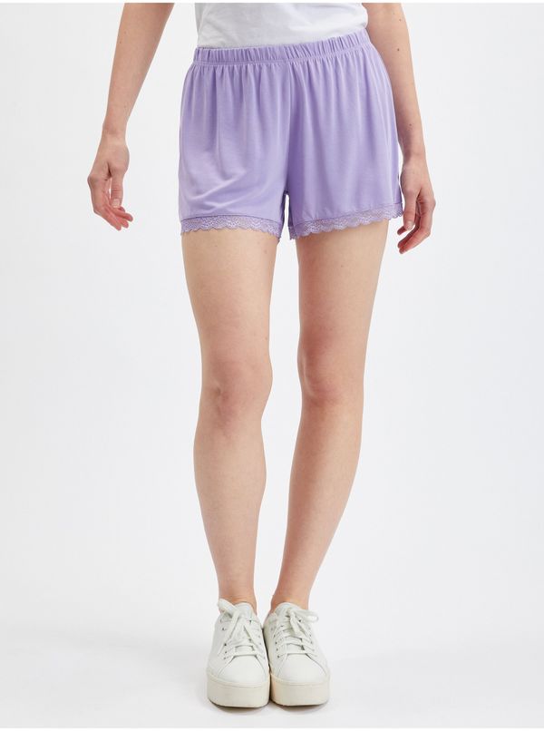 Orsay Orsay Light Purple Womens Shorts with Lace - Women