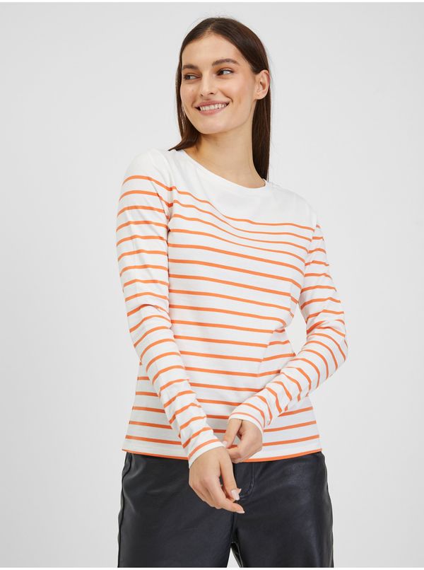 Orsay Orsay Orange and White Women Striped T-Shirt - Women