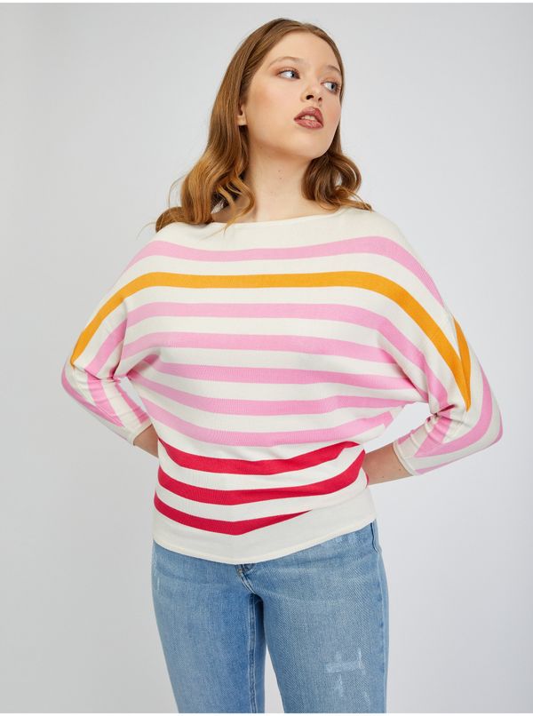 Orsay Orsay Pink-cream Women's Striped Sweater - Women