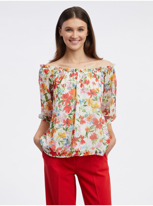 Orsay Orsay Red-Cream Ladies Floral Blouse - Women
