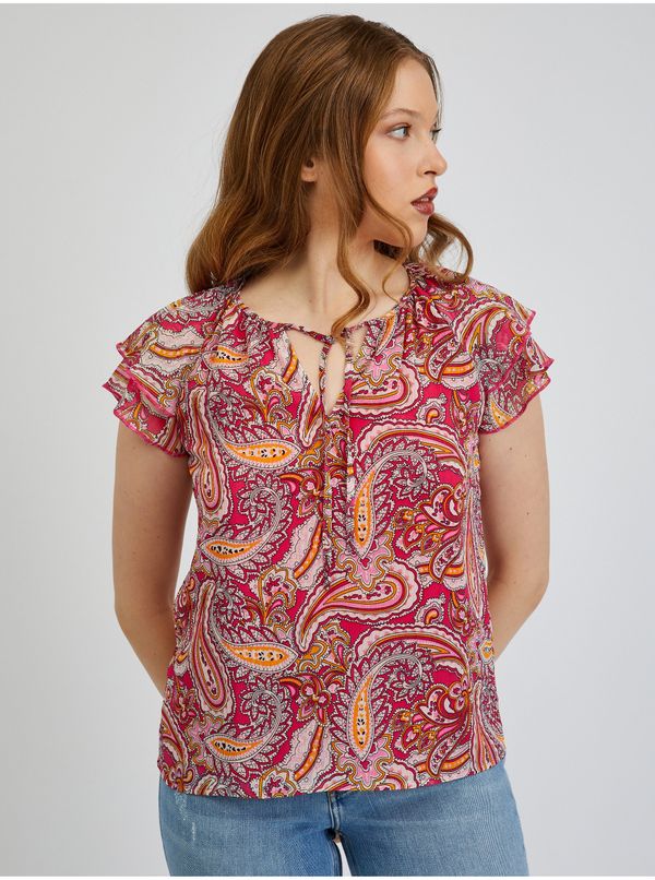 Orsay Orsay Red-Pink Ladies Patterned Blouse - Women