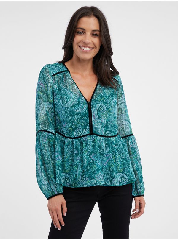 Orsay Orsay Turquoise women's patterned blouse - Women's