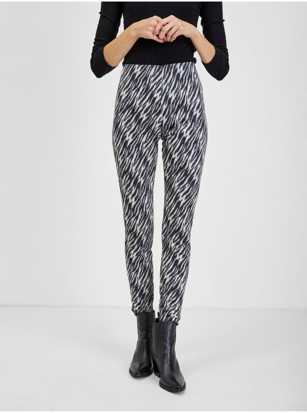 Orsay Orsay White and Black Ladies Patterned Suede Trousers - Women