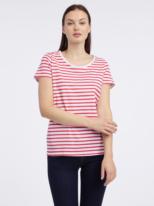 Orsay Orsay White-Red Women Striped T-Shirt - Women