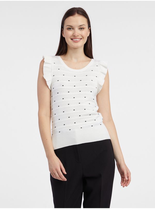 Orsay Orsay White Women's Polka Dot Sweater T-Shirt - Women