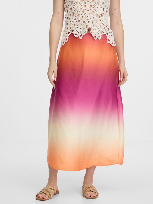 Orsay Orsay Women's Pink and Orange Satin Maxi Skirt