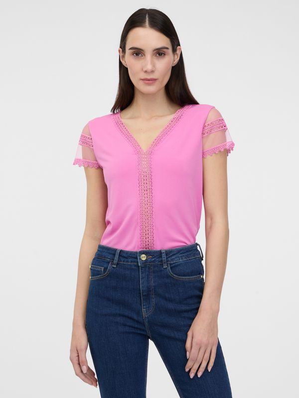 Orsay Orsay Women's Pink T-Shirt with Short Sleeves - Women