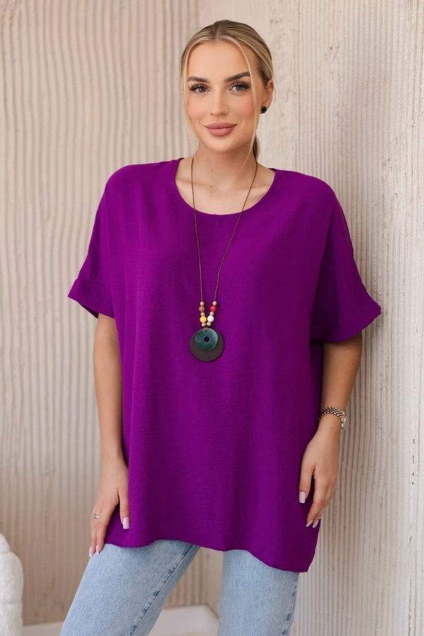 Kesi Oversized blouse with pendant in dark purple color