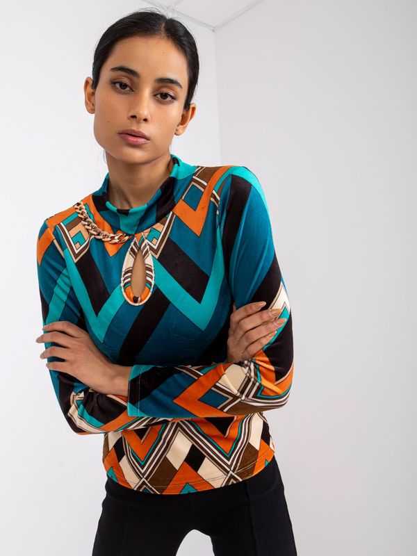 Fashionhunters Pari blue-orange velour blouse