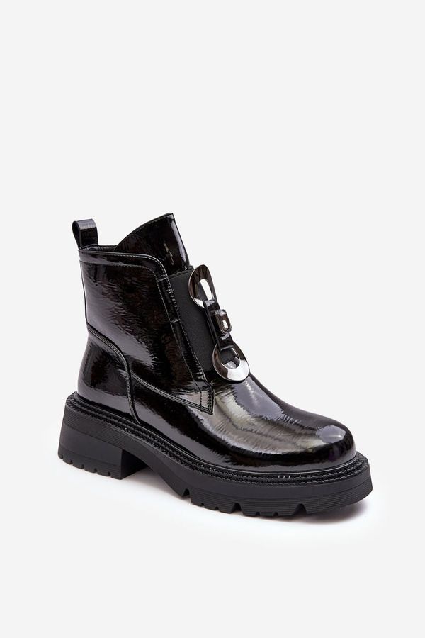 Kesi Patented women's ankle boots with embellishment, black S.Barski