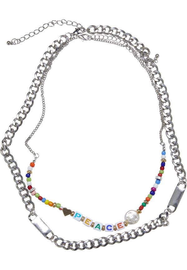 Urban Classics Accessoires Peace Bead Layering Necklace 2-Pack silver