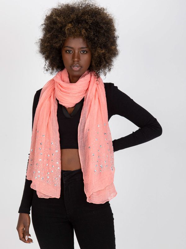 Fashionhunters Peach scarf with decorative application