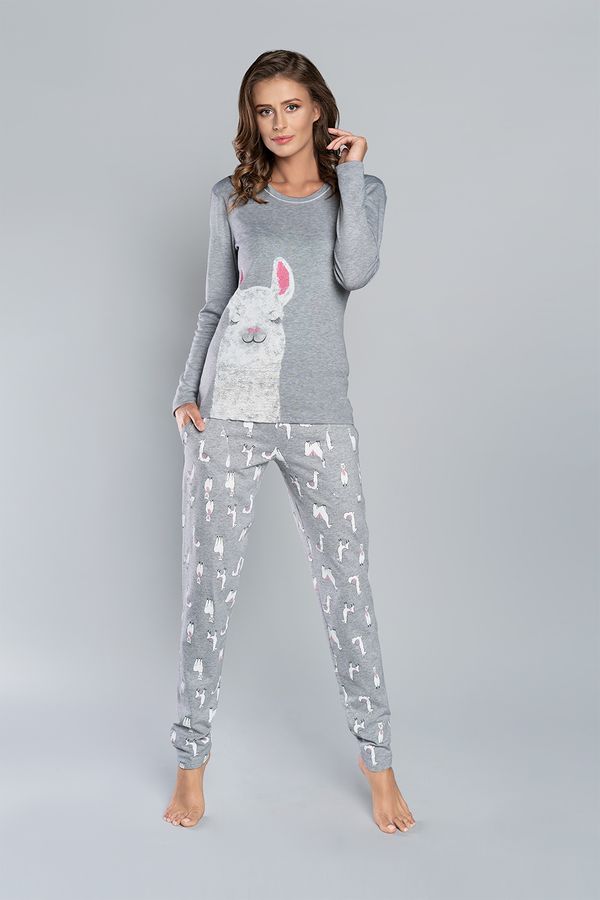 Italian Fashion Peru pajamas with long sleeves, long trousers - melange/melange rose print