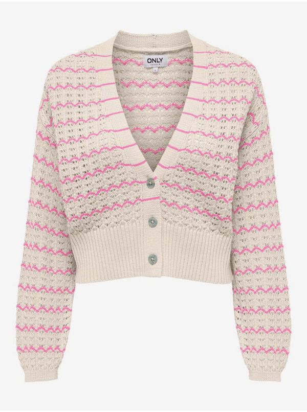 Only Pink and beige women's striped cardigan ONLY Asa - Women's