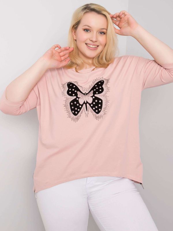 Fashionhunters Pink cotton blouse with application
