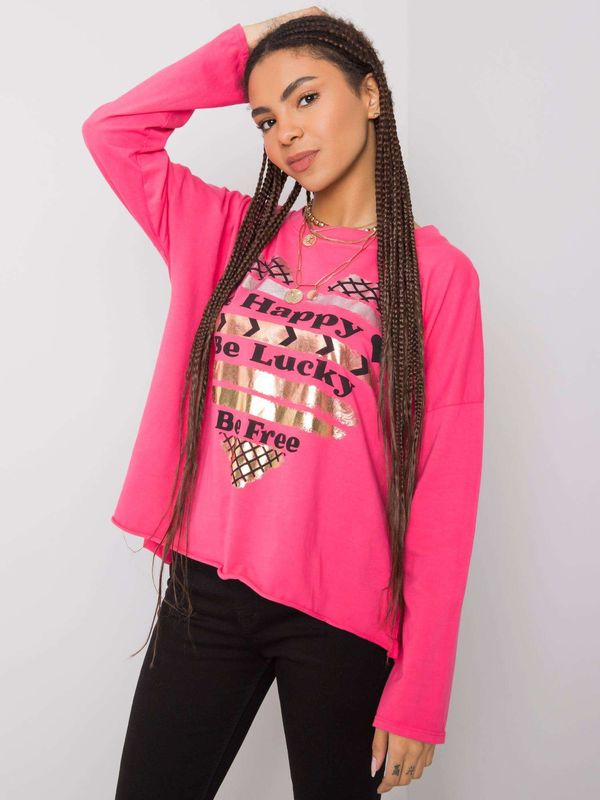 Fashionhunters Pink cotton blouse with print