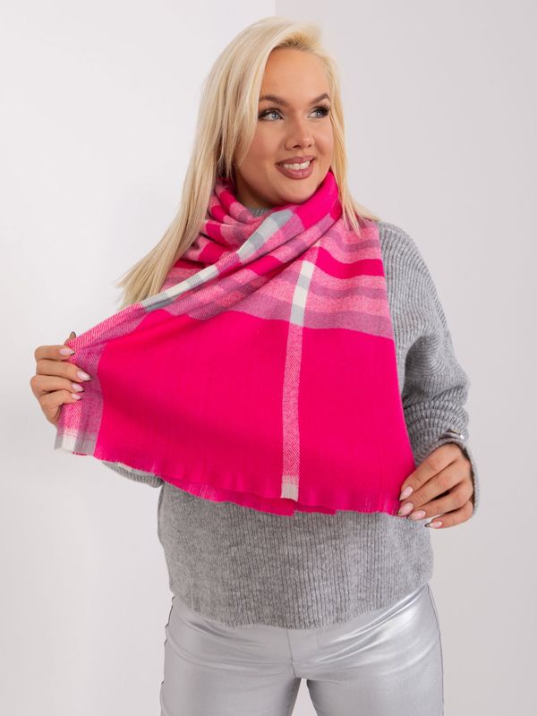 Fashionhunters Pink-gray long scarf with fringe