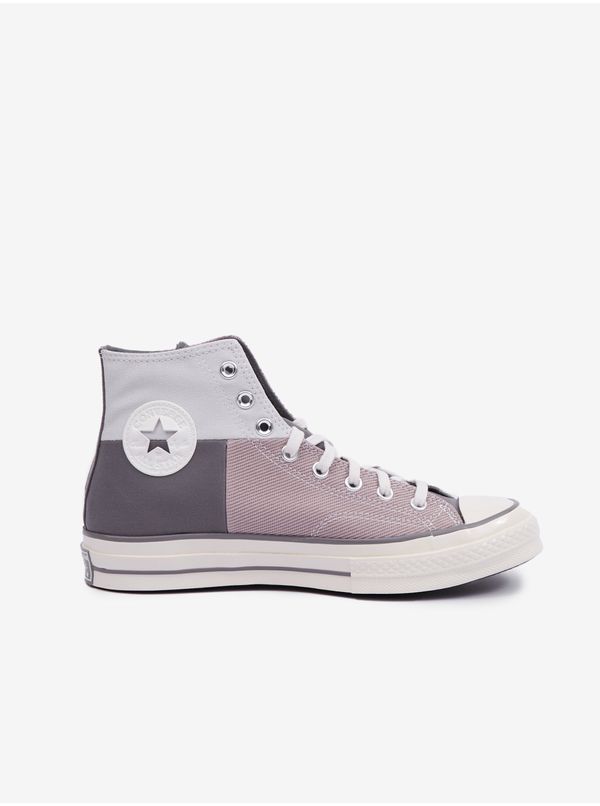 Converse Pink-Grey Mens Ankle Sneakers Converse Chuck 70 Crafted Patchwo - Men