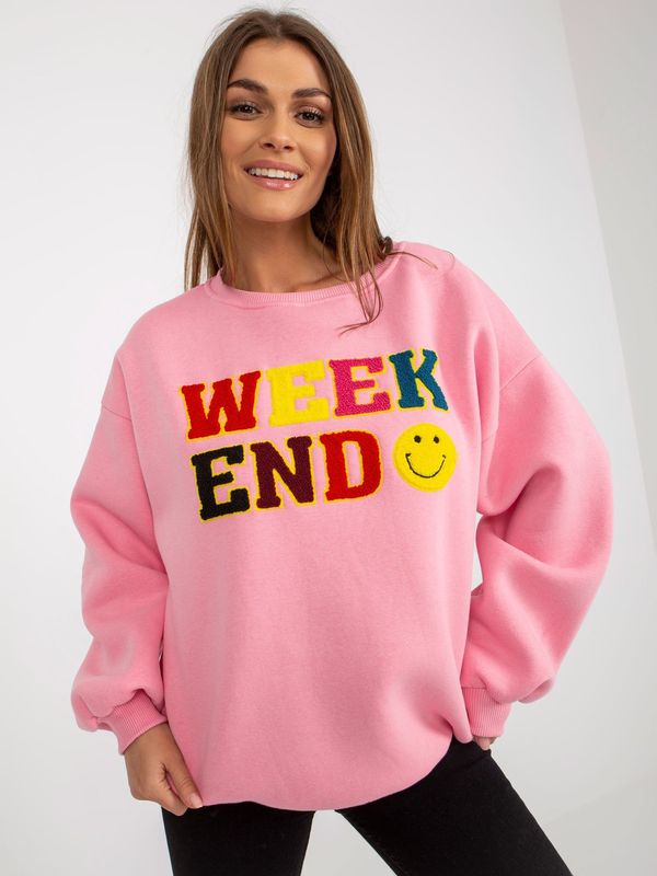 Fashionhunters Pink hoodie with inscription