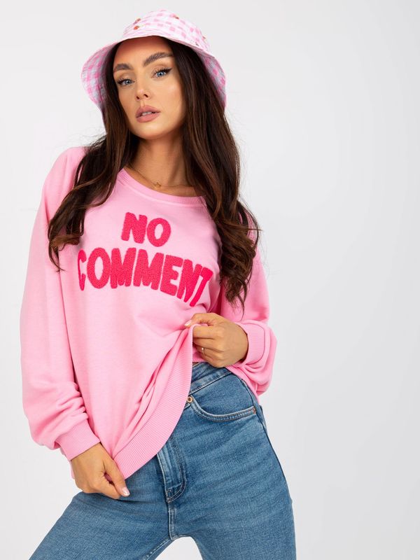 Fashionhunters Pink hoodie with patches RUE PARIS