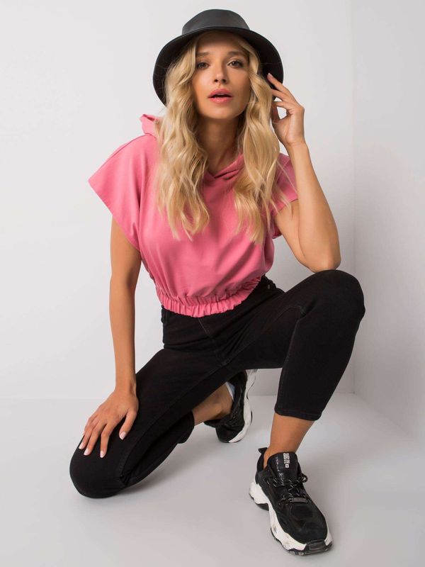 Fashionhunters Pink Shortened Sweatshirt