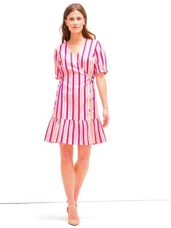 Orsay Pink Striped Wrap Linen Dress ORSAY - Women