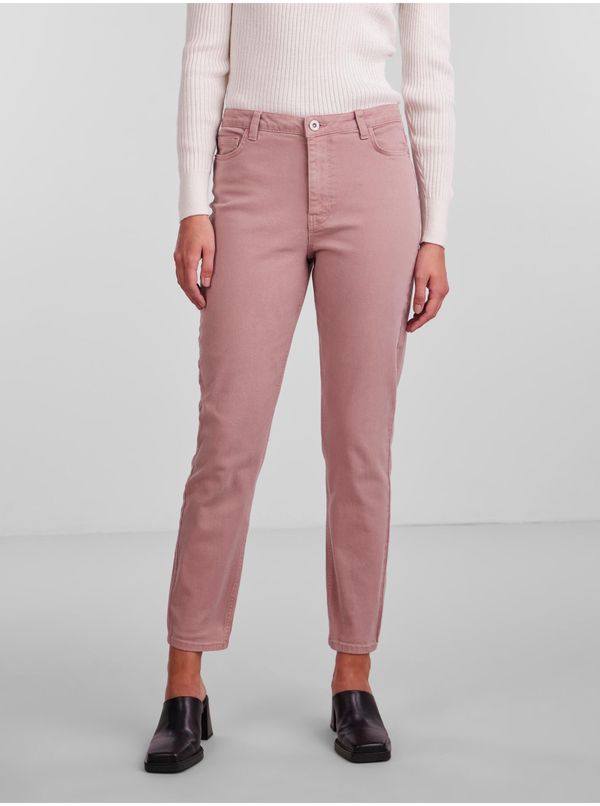 Pieces Pink Women's Cropped Mom Fit Jeans Pieces Kesia - Women's