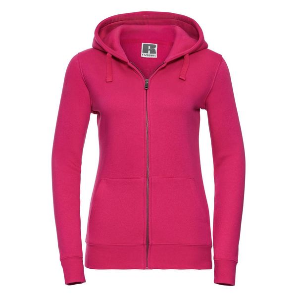 RUSSELL Pink women's hoodie with Authentic Russell zipper