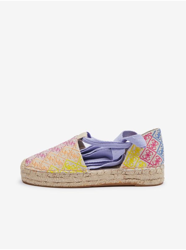 Guess Pink-yellow Women's Patterned Espadrilles for Tying Guess Jalene 3 - Ladies