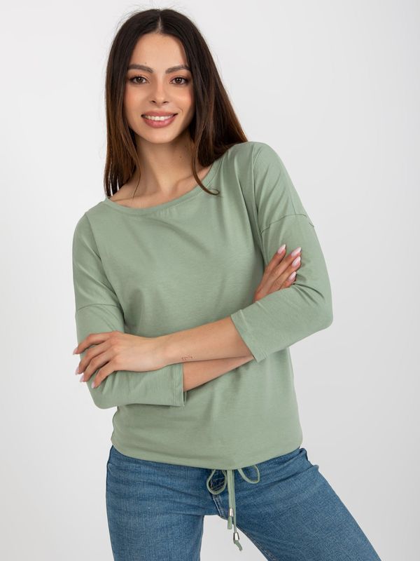 Fashionhunters Pistachio blouse with 3/4 sleeves BASIC FEELING
