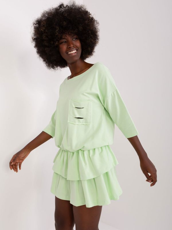 Fashionhunters Pistachio flowing sweatshirt dress