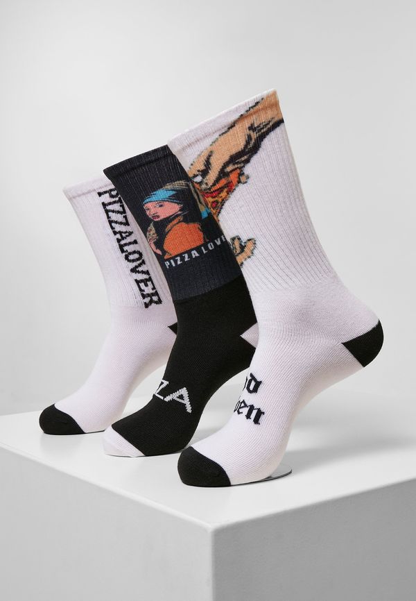 MT Accessoires Pizza Socks Art Socks 3-Pack Black/White/Teal