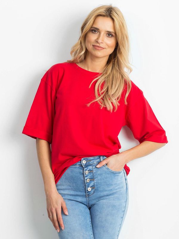 Fashionhunters Plain cotton red blouse