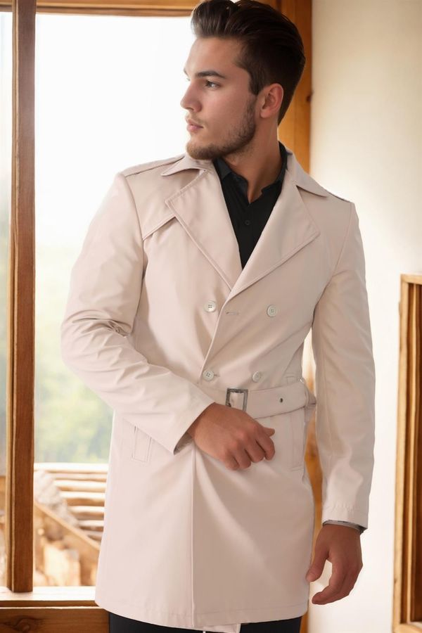 dewberry PLT8321 DEWBERRY MEN'S OVERCOAT-PLAIN BEIGE