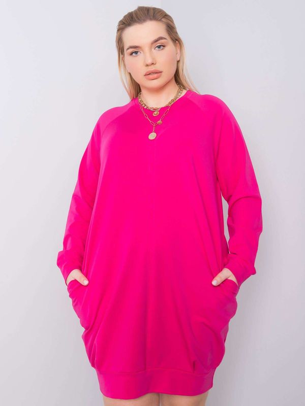 Fashionhunters Plus Size Long Sleeve Fuchsia Dress