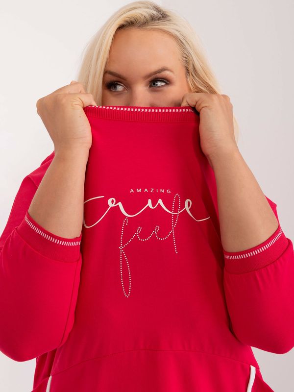 Fashionhunters Plus size red casual blouse with appliqué