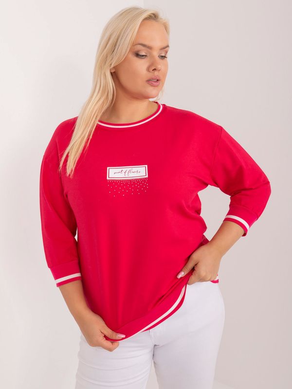 Fashionhunters Plus Size Red Round Neckline Blouse