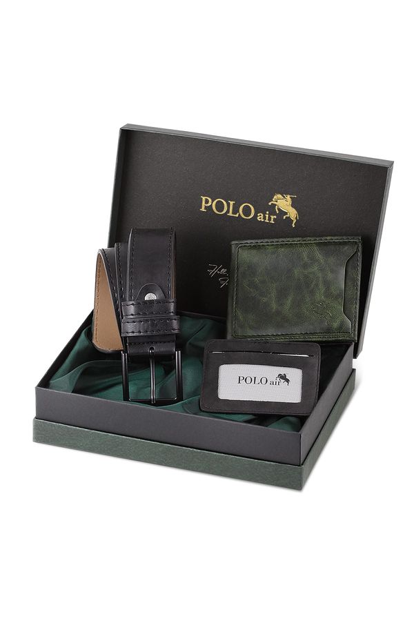 Polo Air Polo Air Boxed Men's Sports Wallet Belt Card Holder Set Khaki Green