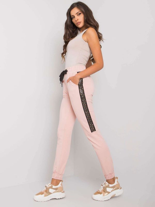 Fashionhunters Powder pink sweatpants with Giulia patch
