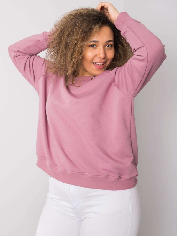 Fashionhunters Powder pink sweatshirt plus size without hood