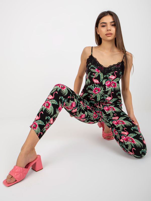 Fashionhunters Printed fabric trousers with SUBLEVEL bindings