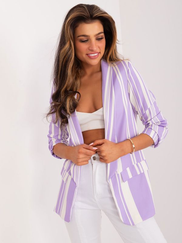 Fashionhunters Purple and ecru striped women's blazer